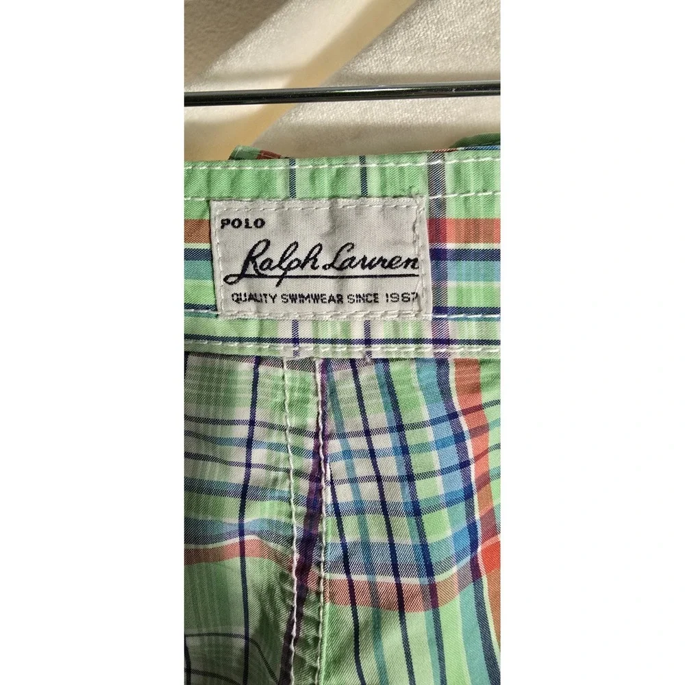 Polo Ralph Lauren Swim‎ Trunks Mens Large Plaid Lined Beach Shorts Vintage 40